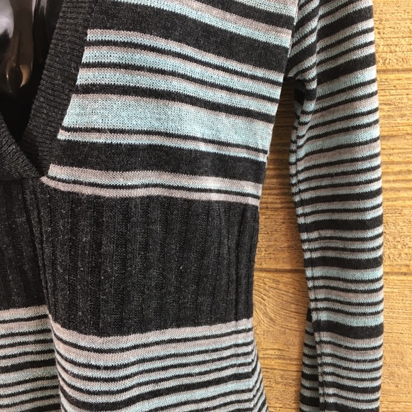 Lola Womens Shirt Medium Striped Mint Blue Black - Picture 3 of 8